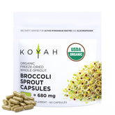 KOYAH organic broccoli sprout capsules packaging with organic certification