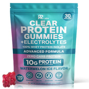 KR Labs Zero Carb Clear Whey Gummies bottle-front, a convenient protein snack on the go.