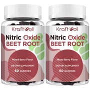 Kraftvoll Nitric Oxide Beet Root Gummies bottle front, sugar-free berry-pomegranate flavor for daily support.