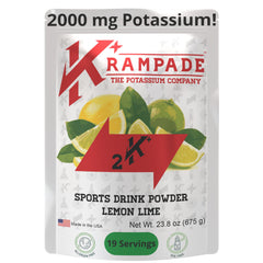 Krampade lemon-lime powder packets for quick cramps relief and hydration.