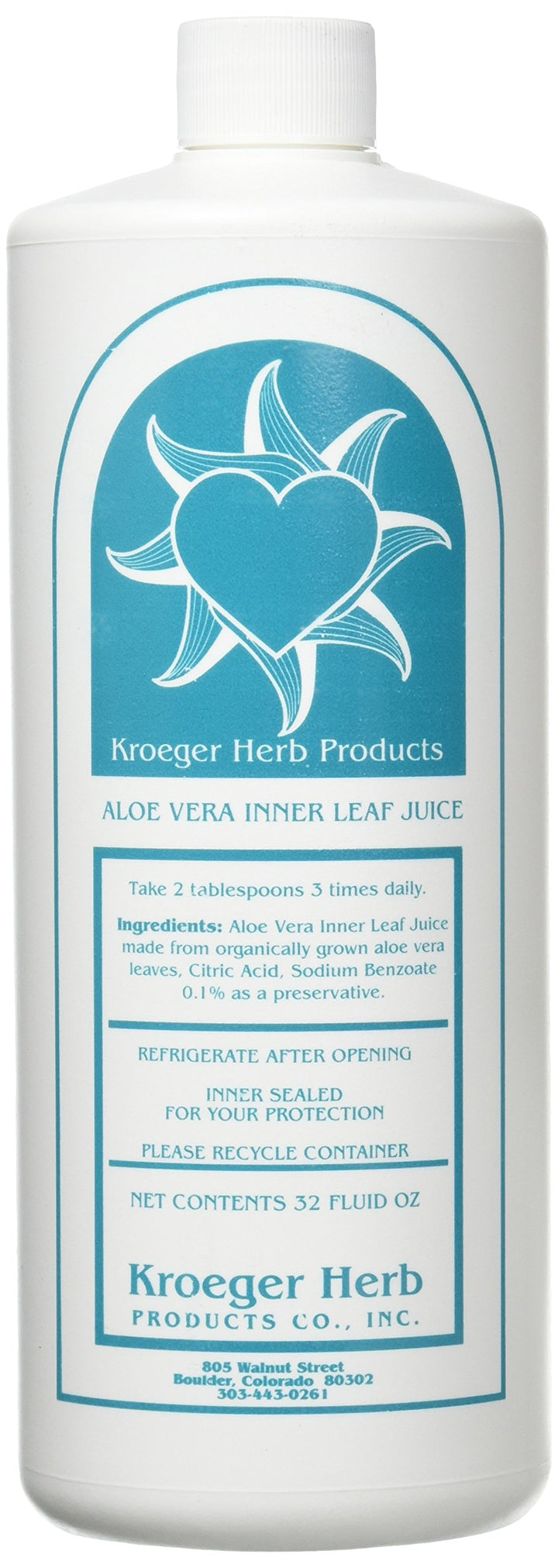 Kroeger Herb Aloe Vera Gel Inner Leaf bottle shows pure aloe for everyday comfort.