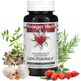 Kroeger Herb Products Lung Formula bottle; herbal blend for respiratory support.