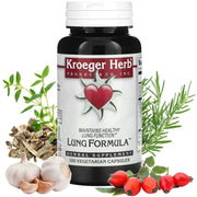Kroeger Herb Products Lung Formula bottle; herbal blend for respiratory support.
