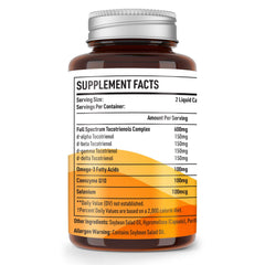 Kroppssund Tocotrienols liquid capsules close-up showing smooth, easy-to-swallow design.