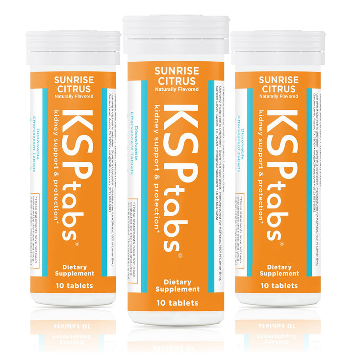 KSPtabs Sunrise Citrus three-pack bottle with dissolving tablets for hydration.