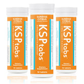 KSPtabs Sunrise Citrus three-pack bottle with dissolving tablets for hydration.