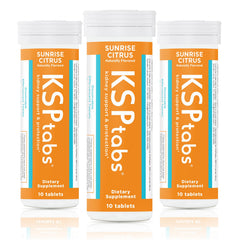 KSPtabs Sunrise Citrus three-pack bottle with dissolving tablets for hydration.