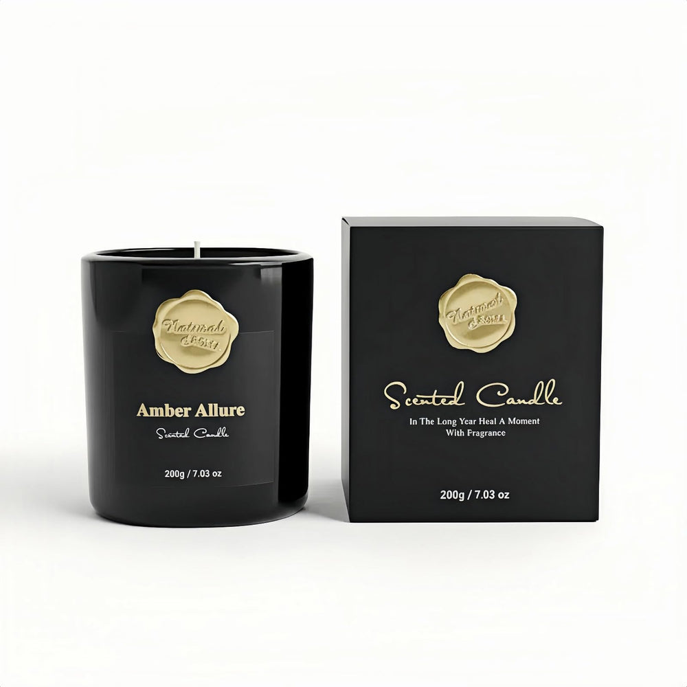 ktyixu Amber Allure candle jar closeup highlights premium craftsmanship for a refined space