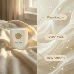 KTYIXU Whitemusk candle glowing softly to create calm evening ambiance