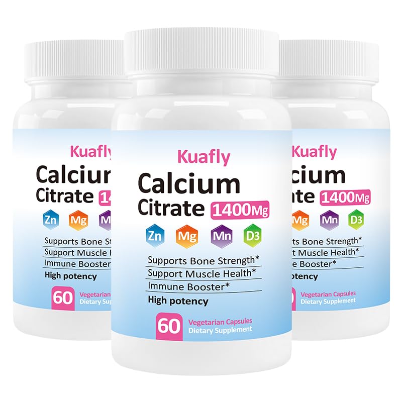 KUAFLY Calcium Citrate 1400mg bottle signals bone support for daily health.