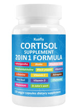 KUAFLY cortisol supplement bottle front view for daily stress support.
