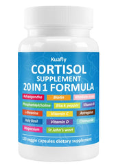 KUAFLY cortisol supplement bottle front view for daily stress support.
