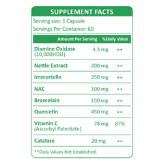 KUAFLY ingredients showing diamine oxidase and quercetin