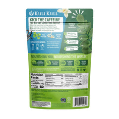 Kuli Kuli vanilla pouch back shows nutrition and vegan, gluten-free notes.