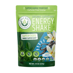 Kuli Kuli Moringa Greens Smoothie Mix vanilla pouch front, ready for a quick plant-based boost.