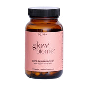 Kuma Glow Biome bottle front showing sleek packaging for daily gut support.