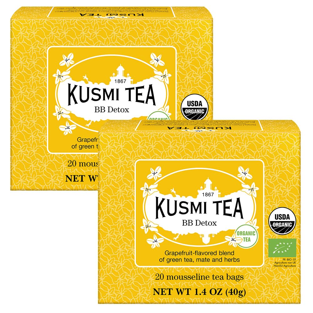 Kusmi Tea BB Detox boxes front view with 2x20 tea bags for easy use