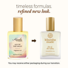 Kuumba Made Lily of the Valley fragrance oil roller for easy on-the-go application.