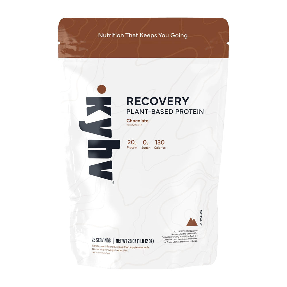 Kyhv Nutrition Recovery Protein Powder chocolate bag front, vegan formula