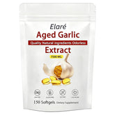 Kymezol Elare aged garlic bottle with odorless capsules for daily support.