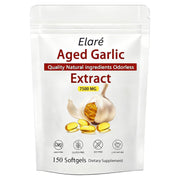 Kymezol Elare aged garlic bottle with odorless capsules for daily support.