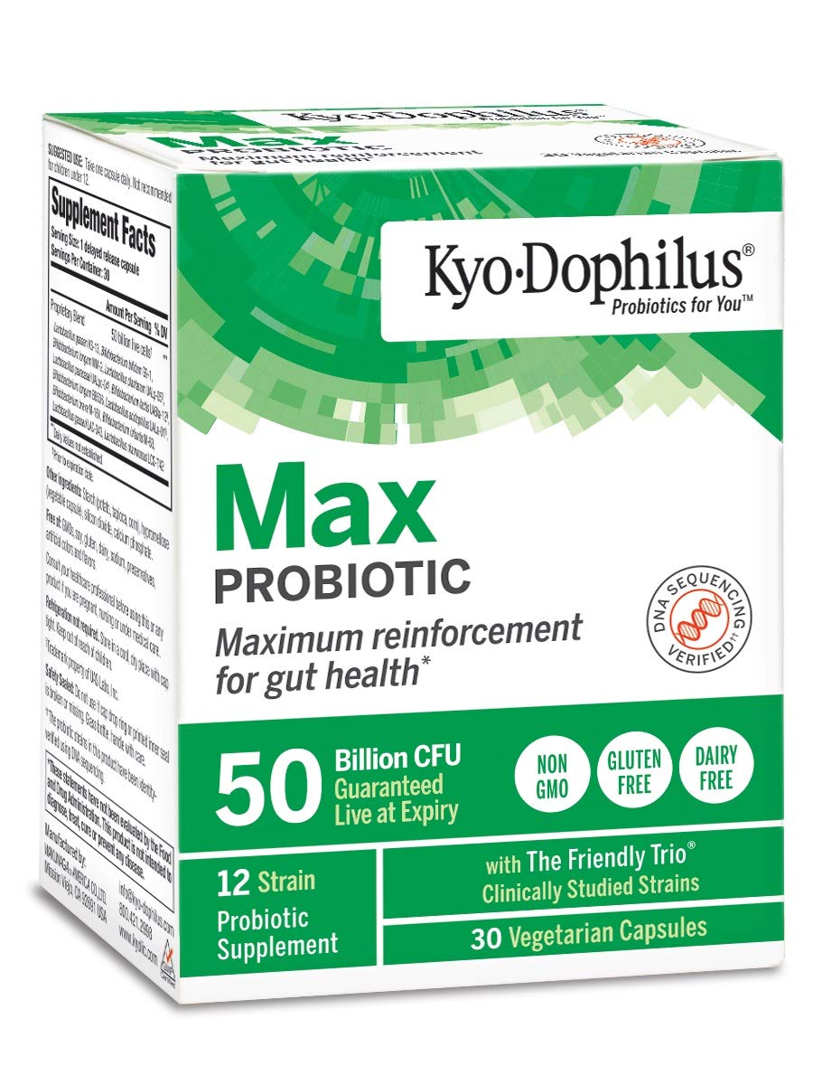 Kyo-Dophilus Max Probiotics bottle front showing 50B CFU for digestive balance