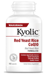 Kyolic Aged Garlic Extract Formula 114 bottle shows odorless capsules for daily use.