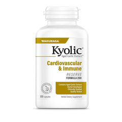 Kyolic aged garlic extract bottle showcasing capsules for heart and immune support.