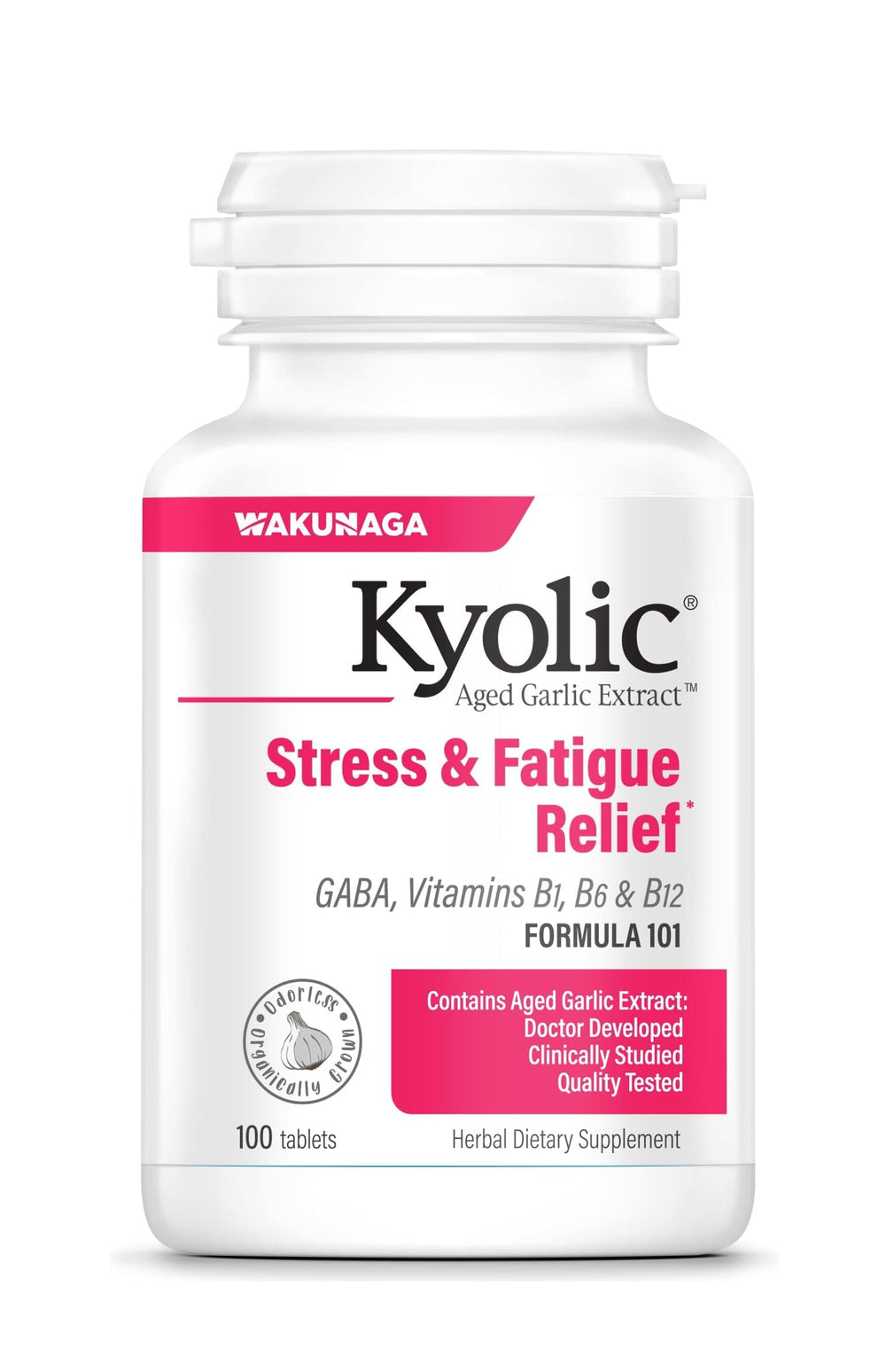 Kyolic Fórmula 101, botella de tabletas, apoyo a la energía diaria.