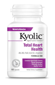 Kyolic Formula 108 bottle showing total heart health formula for daily wellness.