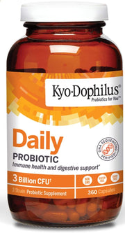 Kyolic Kyo-Dophilus daily probiotic bottle for digestive balance and on-the-go use.
