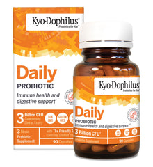 Kyolic Kyo-Dophilus bottle with capsules for daily digestive balance.