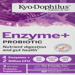Kyolic Kyo-Dophilus Enzymes bottle front view highlighting probiotic and enzyme blend.