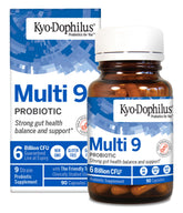 Kyolic Kyo-Dophilus Multi 9 bottle shown for daily gut balance.
