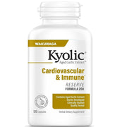Kyolic Reserve bottle-front view highlighting aged garlic extract for heart health and immune support.