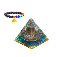 KYTRSTX orgone pyramid with amethyst crystal for meditation focus