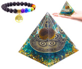 KYTRSTX orgone pyramid with copper and amethyst for calming energy at home