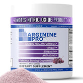 L-Arginine PRO grapeberry powder on scoop ready for workout mixing