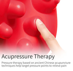 L-WASH neck pillow close-up knobs illustrating acupressure points for tension relief