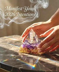 L&A Amethyst Orgonite Pyramid emits EMF protection vibes near devices.