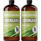 Lab Bulks Lemongrass Oil twin 16 oz amber bottles ready for diffusers