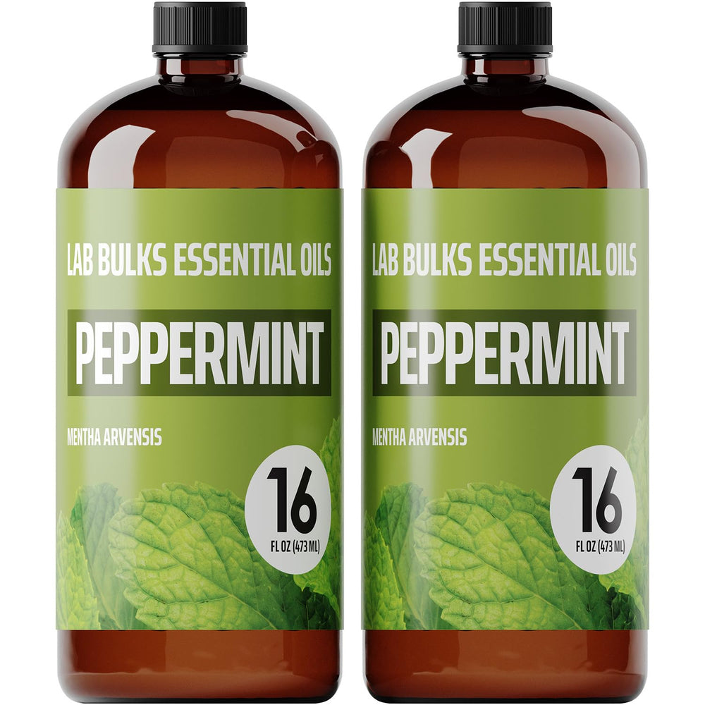 Lab Bulks Peppermint Oil 16oz bottle front view ideal for diffusers and room sprays