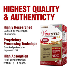 LABO Nutrition VesseCLEAR EX acid-resistant capsules protect potency in stomach.
