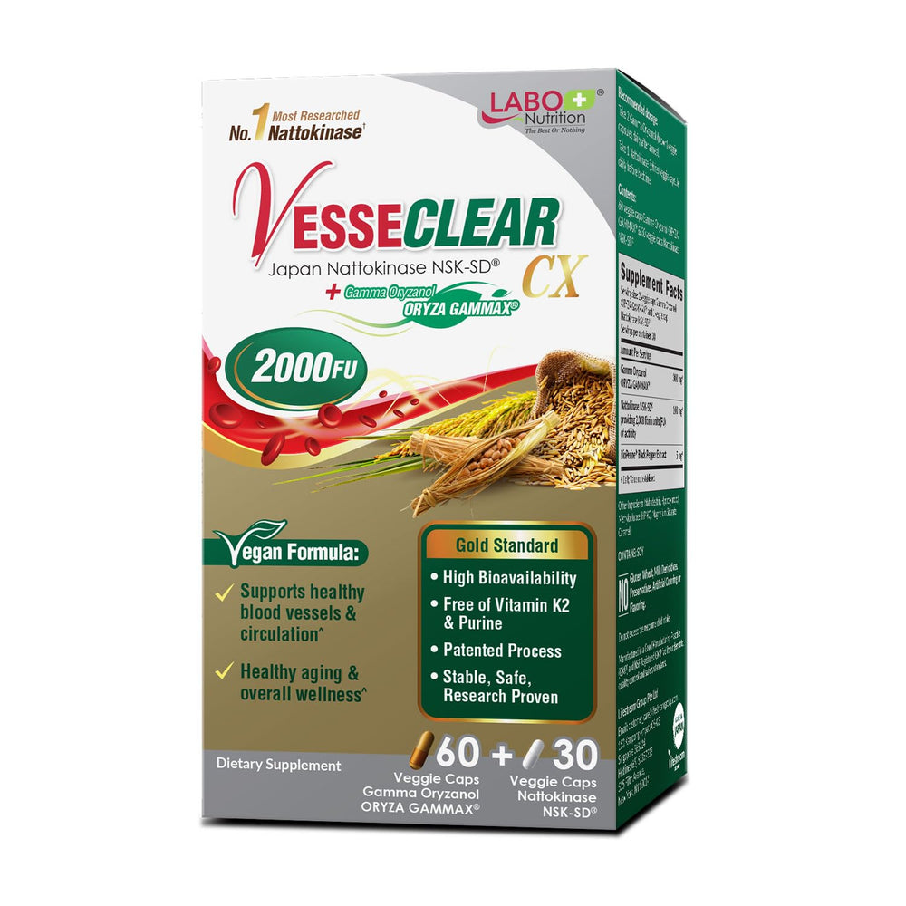 LABO Nutrition VesseCLEAR CX bottle for convenient daily use and circulation support