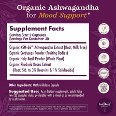 Ladybug Potions ashwagandha capsules close-up showcasing natural stress support.