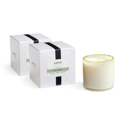 LAFCO New York Feu de Bois jar close-up, premium glass aesthetic for elegant room ambience.