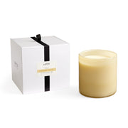 LAFCO New York Luxe 4-Wick Chamomile Lavender candle in a clear hand-blown glass vessel for calm ambiance.