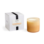 LAFCO New York Paloma Melon signature candle close-up on hand-blown glass vessel, enhancing ambient decor.