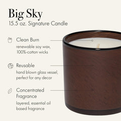 LAFCO New York Signature Big Sky hand-blown glass vessel enhances reusable decor.