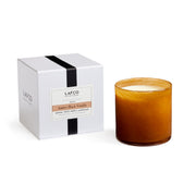 LAFCO New York Amber Black Vanilla candle in a hand-blown glass jar creates warm foyer ambiance